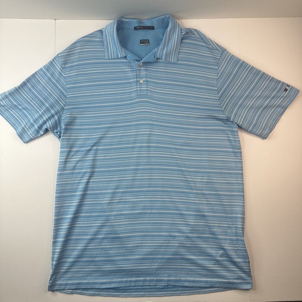 Nike Tiger Woods Collection Polo Shirt Mens Size XXL Blue Striped Oak Creek Club